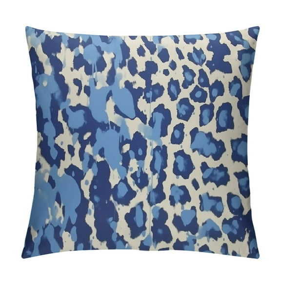 Creowell Royal Blue Navy Leopard Cushion Covers Leopard Print Animal Cheetah Throw Pillow Oriental Toile Chinoiserie White Pillow Sham for Office Car Chair Sofa