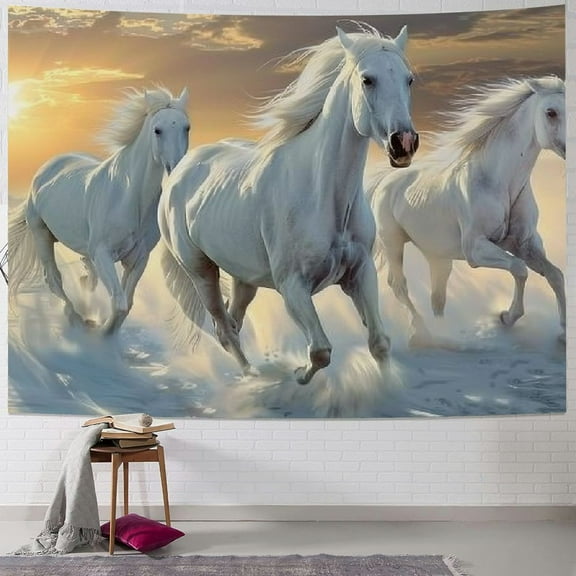 Creowell  Running Horse Tapestry Washable  Art Wall Hanging Blanket for Living Room Bedroom Dorm Party Home Decor,