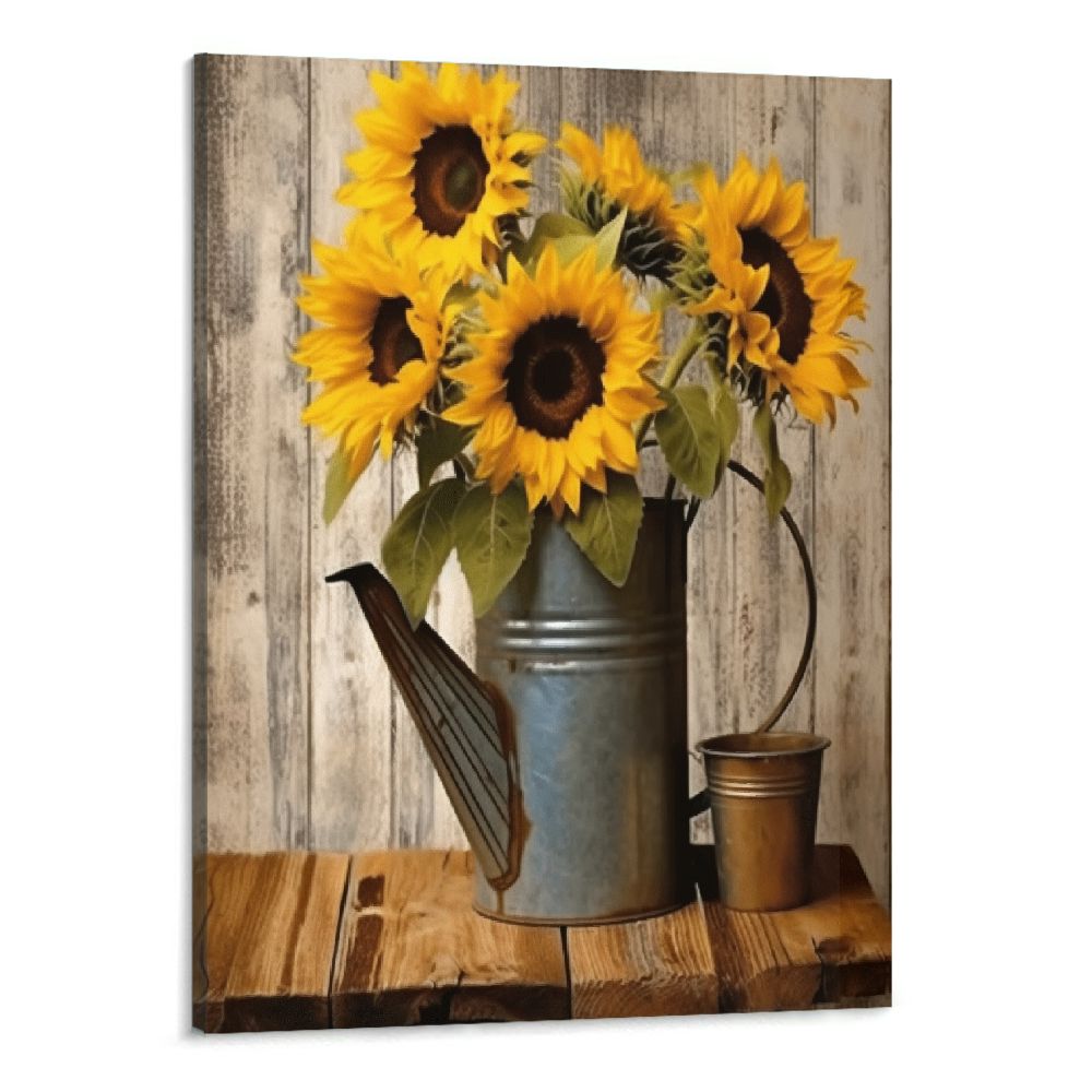 Creowell Rustic Farmhouse Sunflowers Wall Art Country Yellow Flowers ...