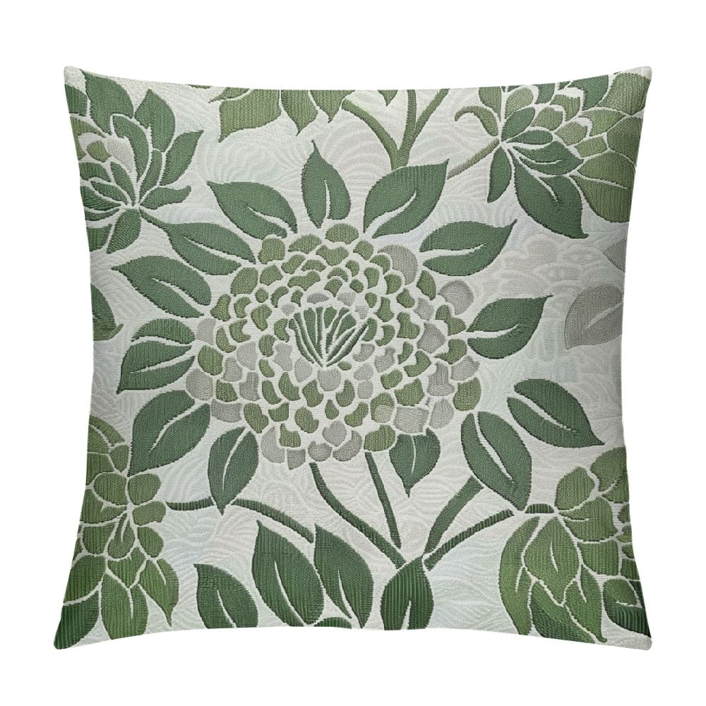 Creowell Sage Green Decorative Dahlia Pillow Covers , Geometric Floral Elegant Gray Green White ...