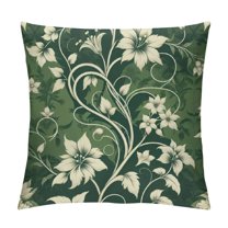 Creowell Sage Green Spring Pillow Covers 18x18 , Rustic Vintage Flower Pattern Decor Spring Throw Pillows Outdoor Farmhouse Decorative Cushion Case Decorations for Home Couch Sofa