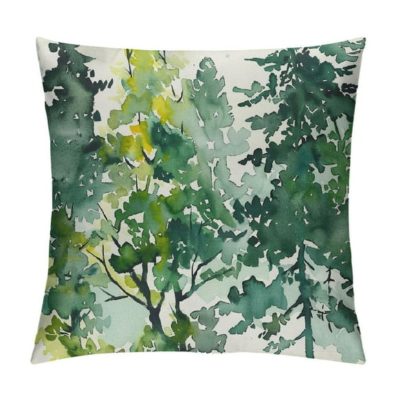 Creowell Sage Green Tree Pillow Covers  Watercolor Nature Forest Decor Throw Pillows Case for Couch Winter Christmas Indoor Outdoor Decorative Cushion Cases for Sofa Bed Decorations