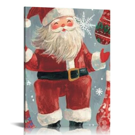 Creowell Santa Claus Snowflakes Canvas Print Wall Decor 12x16 12x16in