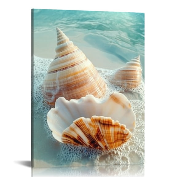 Creowell Sea Shells Wave Ocean Canvas Wall Art Home Decor 12x16 12x16in