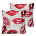 thumbnail image 1 of Creowell Set of 2 Lipstick Throw Pillow Cover Hot Lips Kiss Valentine Soft Pillow Cover Solid Square Cushion Case Match for Home Decor Red Pink White, 1 of 7