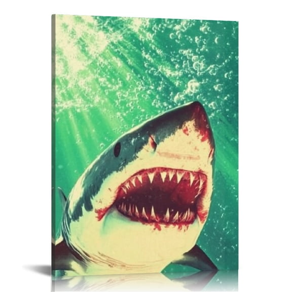 Creowell Shark Water Bubbles Canvas Art Modern Wall Decor 12x16 12x16in