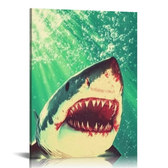 Creowell Shark Water Bubbles Canvas Art Modern Wall Decor 12x16 16x20in