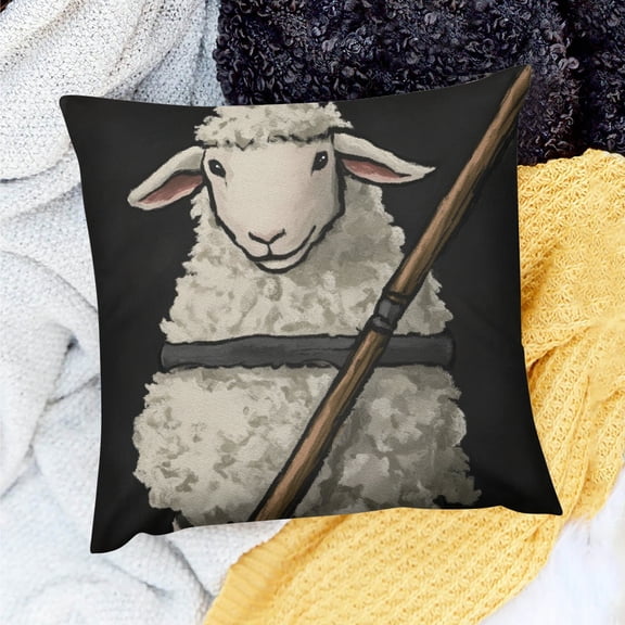 Creowell Sheep Theme Indoor Decoration Pillow Covers 100% Linen 20x20in