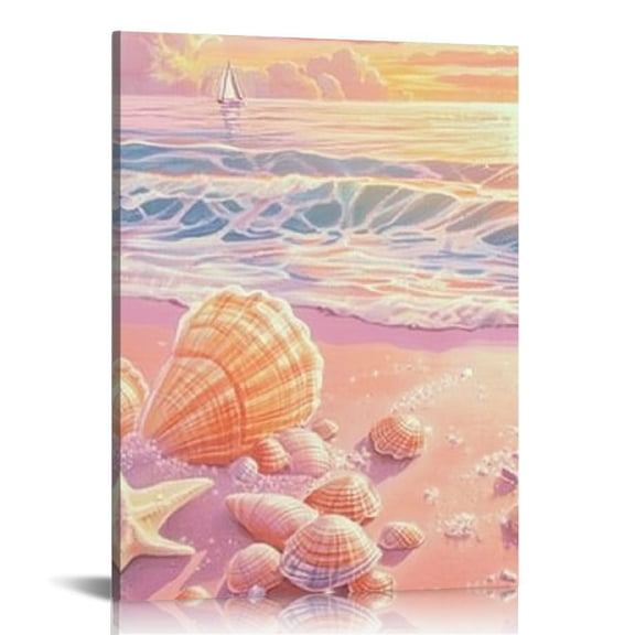 Creowell Shells Canvas Wall Art Home Decor for Living Room Office 12x16in