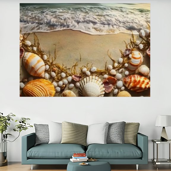 Creowell Shells Seaweed Tapestry Wall Hanging Home Decor 100% Polyester 60x40in