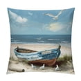 thumbnail image 1 of Creowell Short Plush Pillow Covers Coastal Throw Pillows, Blue Sailing Boat Outdoor Pillowcase Modern Abstract Nautical Cushion Case Decor for Home Sofa Couch Bed Aesthetic Decorative White, 1 of 5