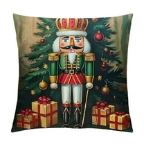 Creowell Short Plush Pillow Covers Nutcracker Throw Pillows, Soldier Outdoor Pillowcase Cushion Case Decor for Home Sofa Couch Bed White