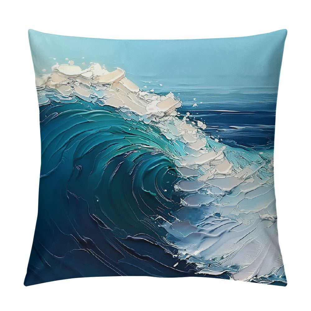 Creowell Short Plush Pillowcase 1 Piece Printed on Both Sides Ocean