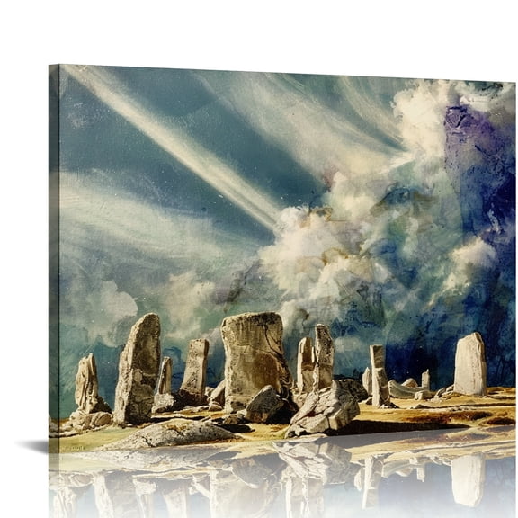 Creowell Sky Clouds Rocks Art Modern Canvas Prints Wall Art Decor 16x12in