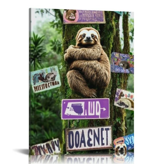 Creowell Sloth Canvas Print Wall Art Home Decor 12x16 16x20 Inches 16x20in