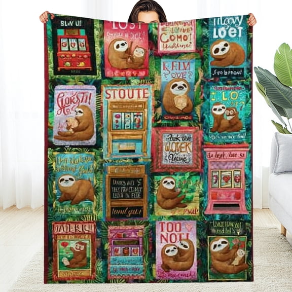 Creowell Sloth Gifts for Women Kids Girls, Sloth Blanket for Women, Birthday Gifts for Sloths Lovers, Cute Throw Blanket for Couch Room Bed 30*40in