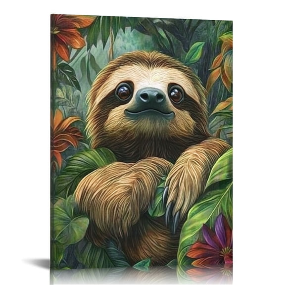 Creowell Sloth Jungle Fantasy Art Canvas Print Wall Decor 12x16 16x20in