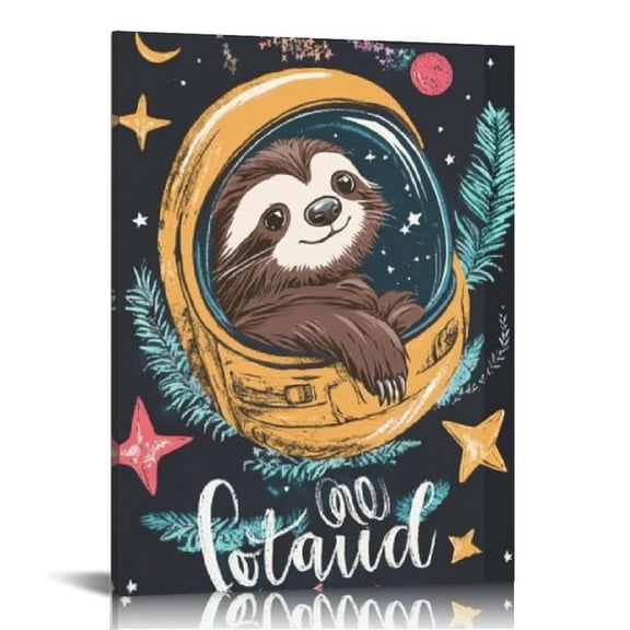 Creowell Sloth Space Exploration Canvas Wall Art Home Decor 12x16 12x16in