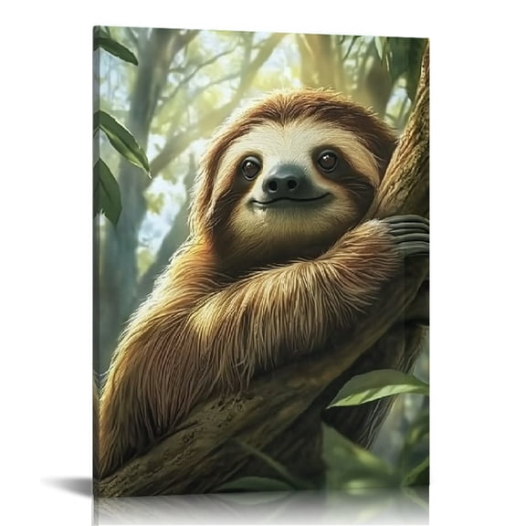 Creowell Sloth Tree Branch Canvas Wall Art Home Decor 12x16 16x20 12x16in