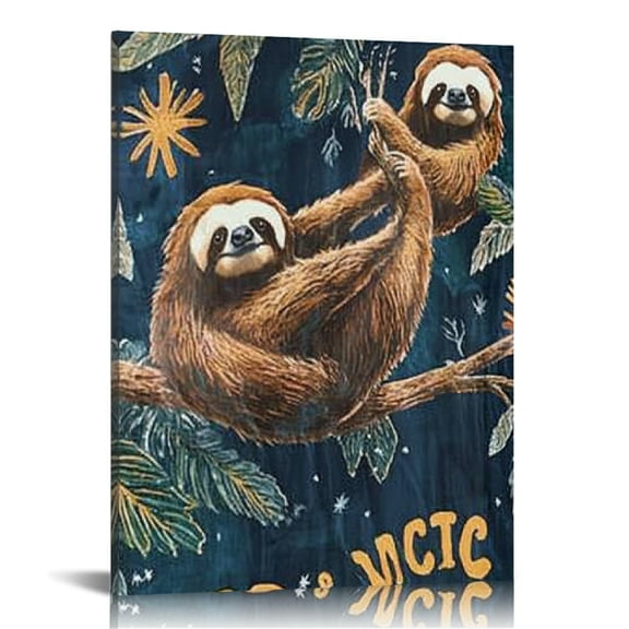 Creowell Sloth Tree Branch Canvas Wall Art Home Decor 12x16 16x20 16x20in