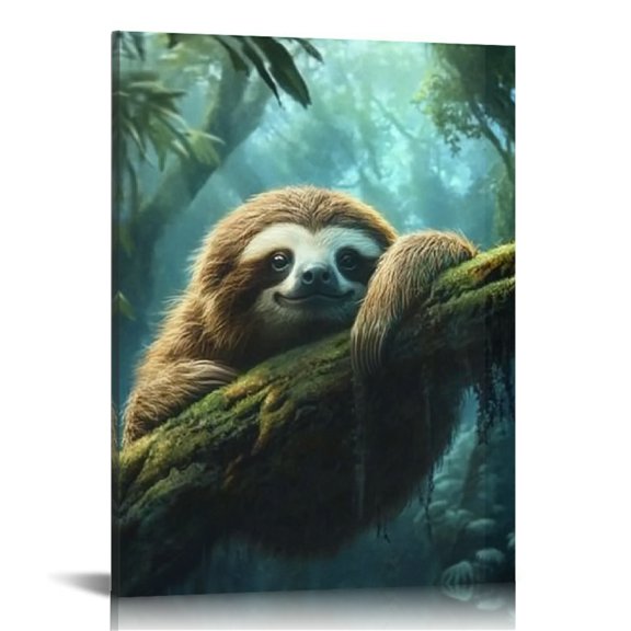 Creowell Sloth Tree Branch Forest Art Modern Canvas Prints Wall Art Home Decor Living Room Bathroom Bedroom Office 16x20in