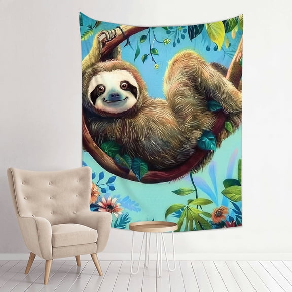 Creowell Sloth Tree Branch Jungle Wall Tapestry Home Decor 4 Sizes 30*40in