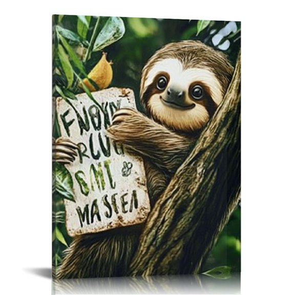 Creowell Sloth Tree Message Canvas Prints Wall Art Home Decor Living Room Bathroom Bedroom Office Gift Ideas 12x16in