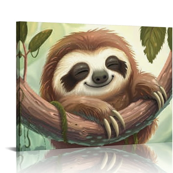Creowell Sloth Wall Art Canvas Prints Ready To Hang Home Decor 16x12in
