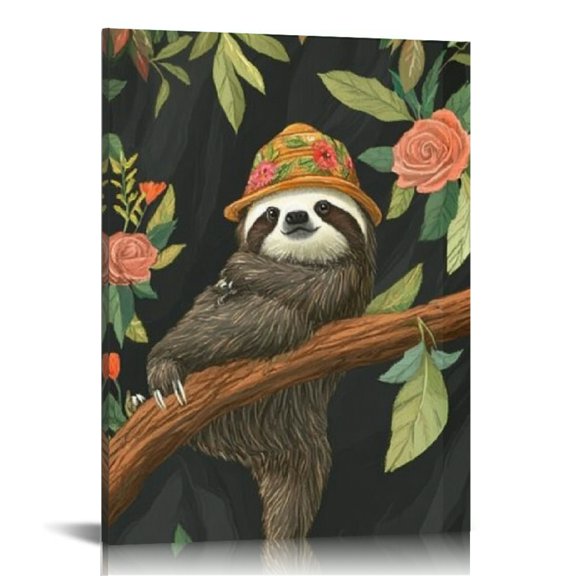 Creowell Sloth Wall Art Canvas Prints for Home Decor Living Room Bedroom Office, Unique Wall Decor Gift Ideas for Various Occasions 12x16in