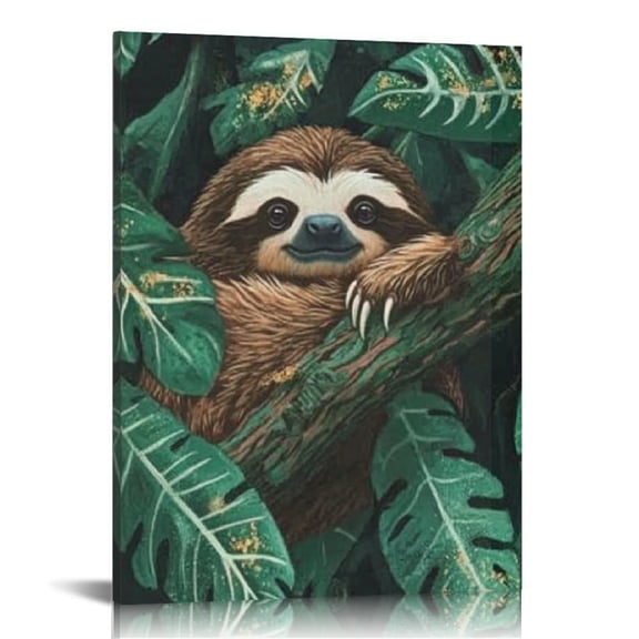 Creowell Sloth Wall Art Ready to Hang Home Decor for Bedroom Kitchen Living Room Bathroom Office, Perfect Gift Idea for Various Occasions 12x16in