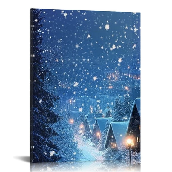 Creowell Snow Village Street Canvas Wall Art Home Decor 12x16 16x20 16x20in