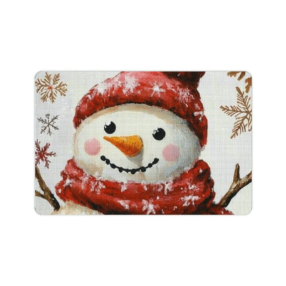 Creowell Snowman Bird Snowflakes Diatom Mud Mats Non-Slip Home Decor 24x16in