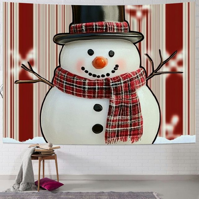 Creowell Snowman Tapestry Wall Hanging Short Plush Fabric Dorm