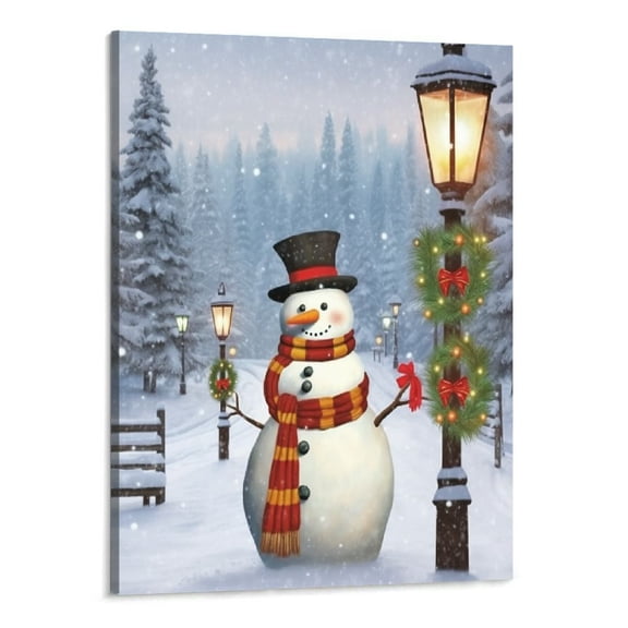 Creowell Snowman Winter Buddies Canvas Wall Art Print Canvas Wall Art Print Designs | Modern Artwork for Living Room Decor Gift (Snowman Winter Buddies 16x20 Inch)