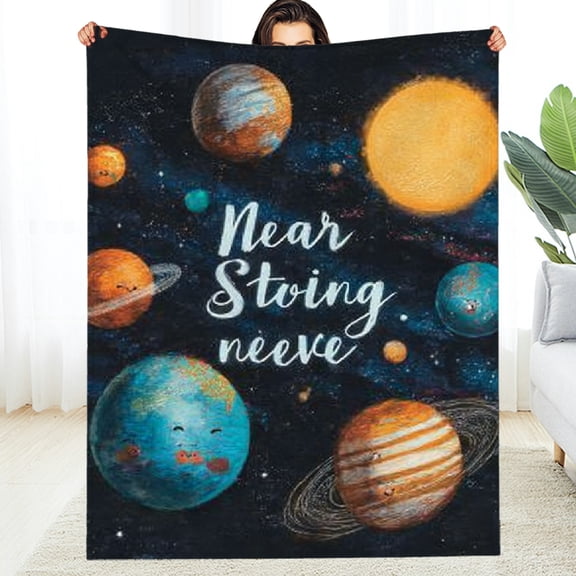 Creowell Soft Flannel Blanket Solar System Planets Cozy Decorative Gift 30*40in