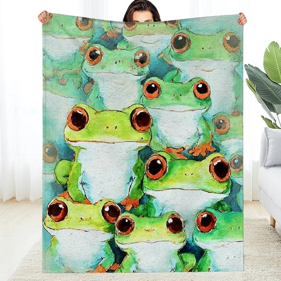 Creowell Soft Frog Throw Blanket for Girls Boys Kids - Warm All Season Lap, Chair, Sofa Blanket for Frog Lovers 50*60in