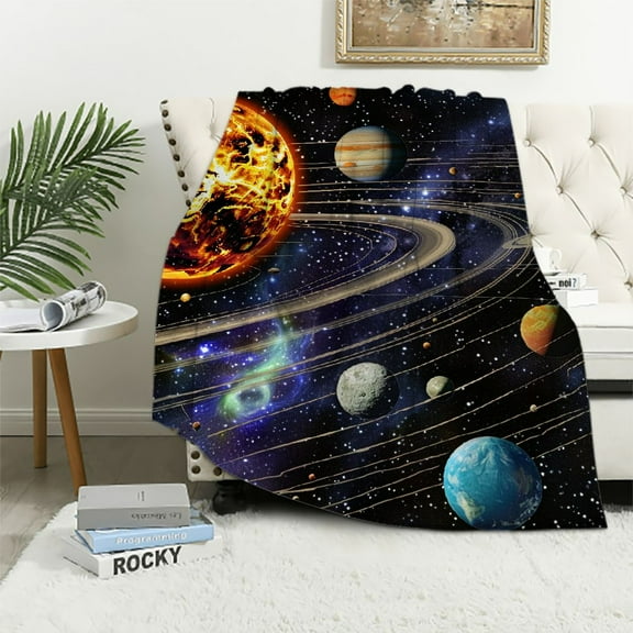 Creowell  Solar System Blanket for Bed Queen Size Space  Throw Blanket for Boys, Men, Unisex and Kids Super Soft Planetary Blanket Throw Blanket 40x50in