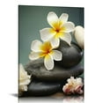 thumbnail image 1 of Creowell  Spa Decor Zen Canvas Wall Art for Home Decor Spa Stones and Plumeria Orchid Stones Spa Wall Decor for Home Decoration Stretched and Framed Ready to Hang 16x20 in/12x16 in, 1 of 4