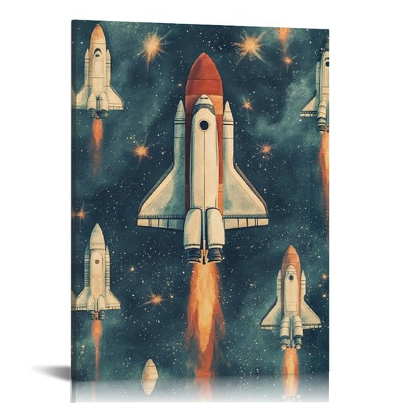 Creowell Spacecraft Stars Wall Art Canvas Prints Home Decor 12x16 12x16in