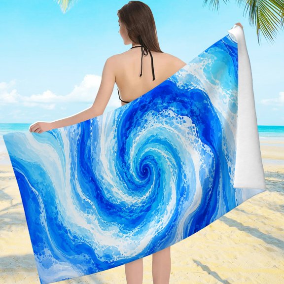 Creowell Spiral Ocean Wave Pattern Compact Lightweight - Ultra-Soft Microfiber Machine Washable, Beach Pool Great Gift