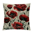 thumbnail image 1 of Creowell Spring Floral Black Red Poppy Flower Throw Pillow Covers 18x18 Inch Summer Outdoor Decorative Sturdy  Square Pillowcase for Couch Sofa Living Room Bedroom Home Decor, 1 of 5