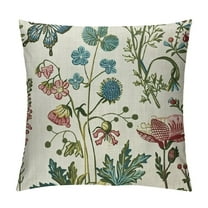 Creowell Spring Floral Pillow Covers Sage Green Wild Flower Plant Vintage Botanical Print Decorative Throw Pillow Cases Outdoor Seasonal Farmhouse Decor for Sofa Couch Bed