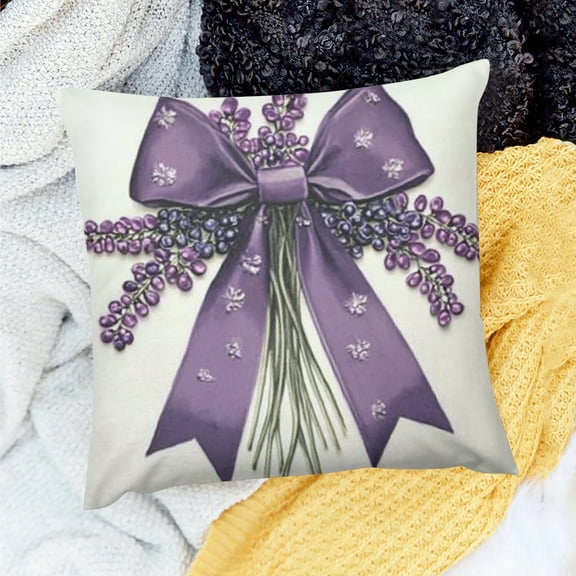 Creowell Spring Pillow Covers Purple Spring Summer Decorations Lavender Throw Pillow Covers Home Sweet Home Farmhouse Cushion Case for Sofa Couch 18x18in