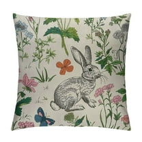 Creowell Spring Pillow Covers Spring Bunny Rabbit Flower Herb Sage Green Throw Pillows Outdoor Decorative Farmhouse Easter Pillowcase Spring Decorations for Home Couch Sofa