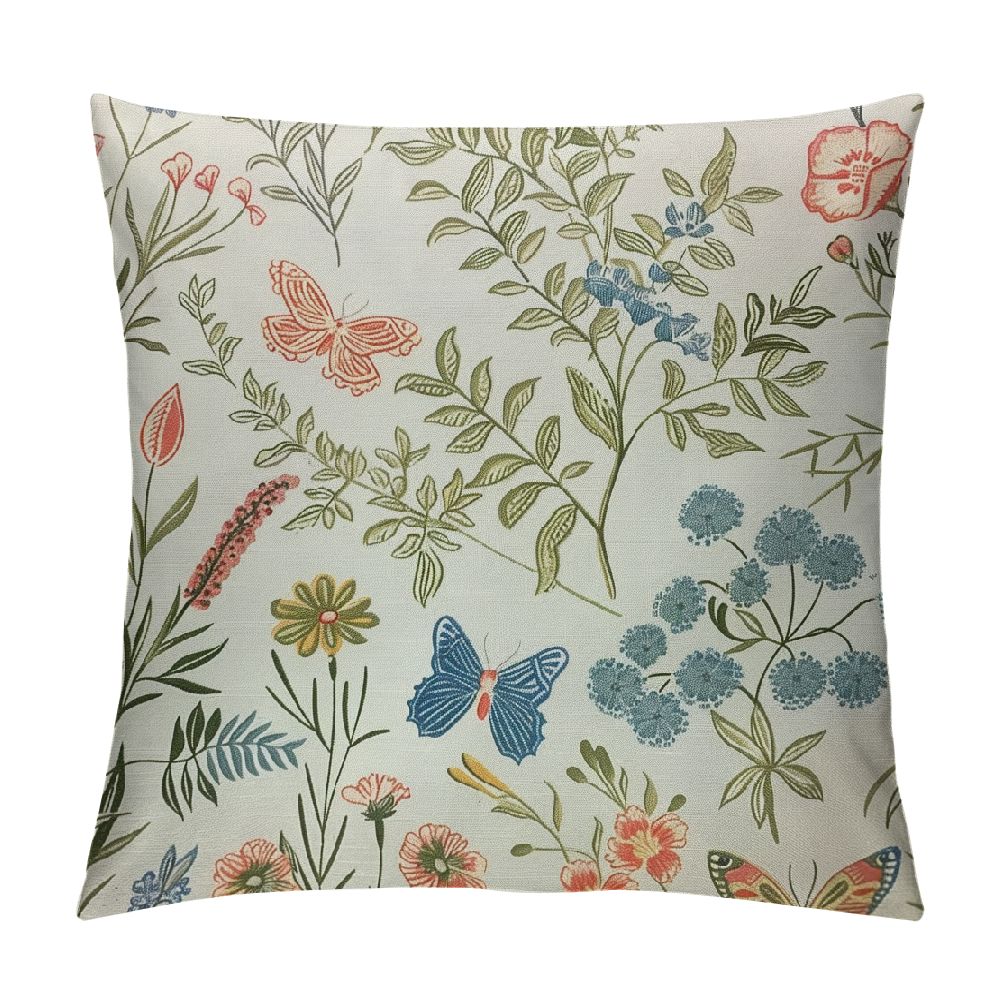Creowell Spring Sage Green Floral Pillow Covers Wild Flower Plant ...