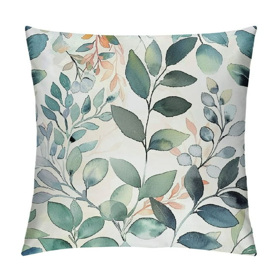 Creowell Spring Sage Green Leaf Pillow Covers , Eucalyptus Floral Watercolor Pillow Cushion Cases, Gray Seafoam Leaves Print Modern Throw Pillows Cover Decor Gifts for Bed Couch Sofa Living Room