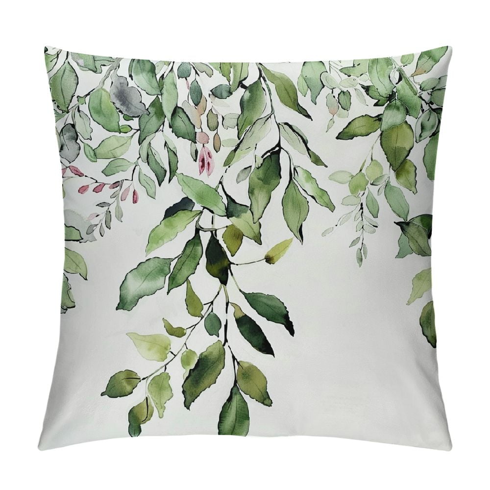 Creowell Spring Sage Green Pillow Covers for Watercolor Eucalyptus ...