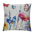 thumbnail image 1 of Creowell Spring Summer Pillow Cover Floral Red Blue Wild Flowers and Butterfies 4th of July Decorations Memorial Day Seasonal Farmhouse Living Room Outdoor Cushion Case for Sofa Couch White, 1 of 5