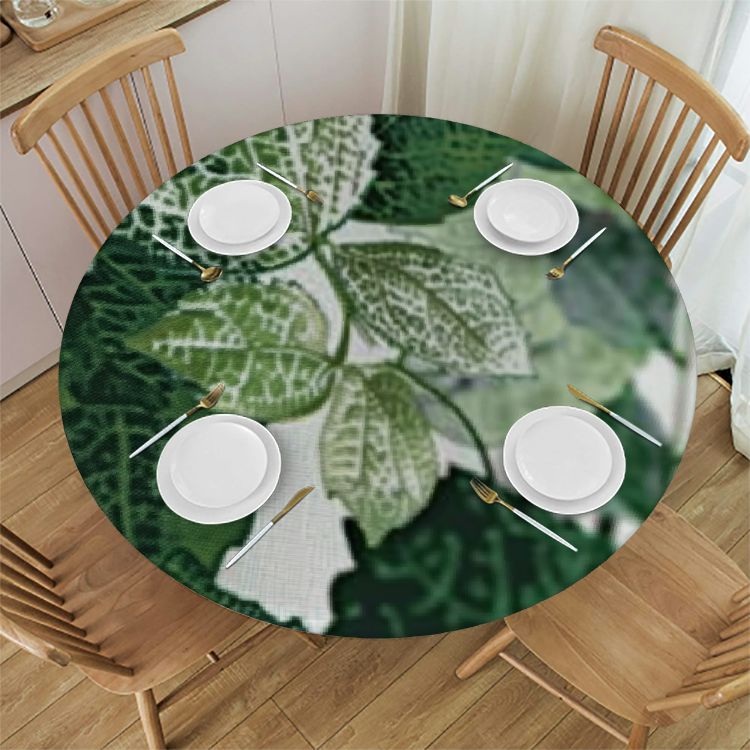 Creowell Spring Summer Tablecloth Round, Eucalyptus Floral Table Cover ...