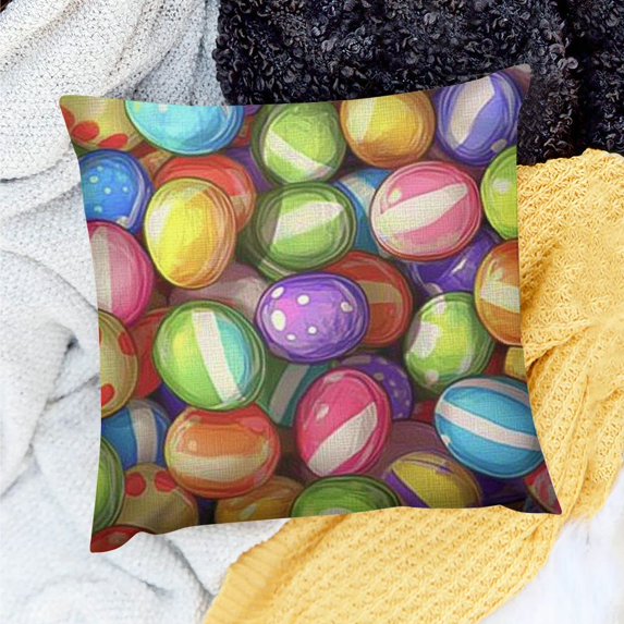 Creowell Square Cushion Cover Balls Pattern Colorful Home Decor Throw Pillows for Sofa Couch 20x20in